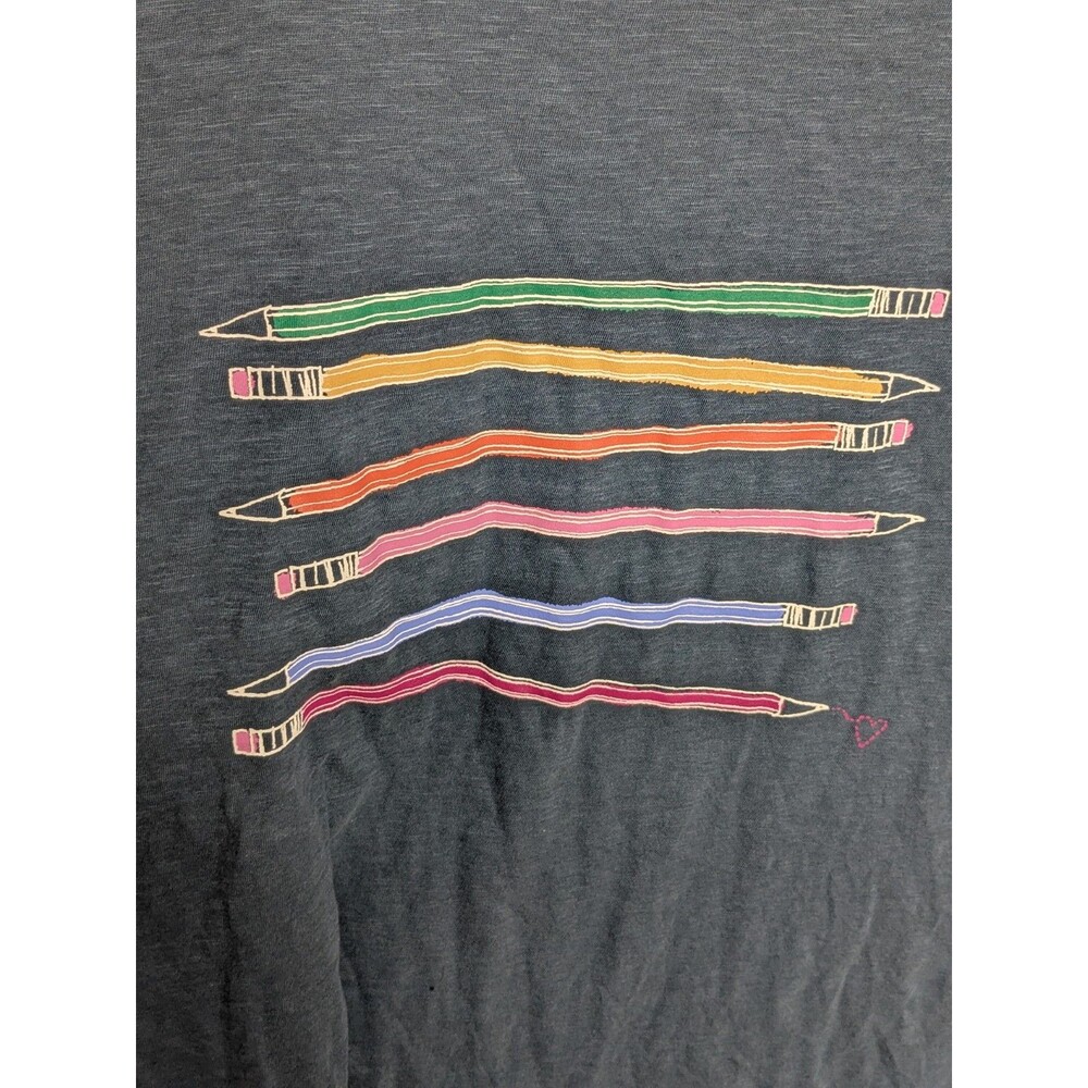 Loft Blue Gray T -Shirt Pencils Teacher Cotton XL - Picture 3 of 5
